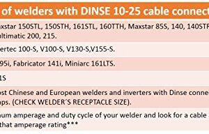 200 Amp Welding Electrode Holder Lead Assembly - Dinse 10-25 Connector - #2 AWG Cable (15 FEET)