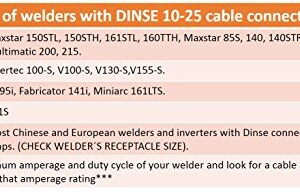 150 Amp Welding Electrode Holder Lead Assembly - Dinse 10-25 Connector - #4 AWG cable (15 FEET)