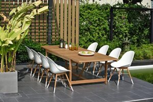 brampton 9 piece outdoor eucalyptus extendable dining set | perfect for patio | with teak finish