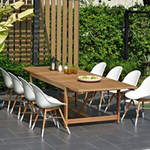 Brampton 9 Piece Outdoor Eucalyptus Extendable Dining Set | Perfect for Patio | with Teak Finish