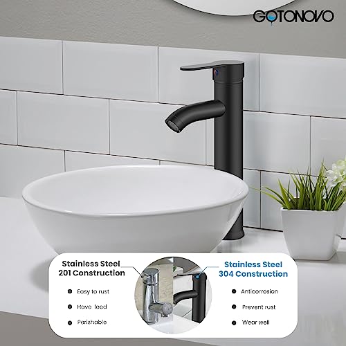 Bathroom Vessel Sink Faucet Single Handle Matte Black Lavatory Vanity Mixer Tap Single Hole Morden Tall Bathroom Faucet