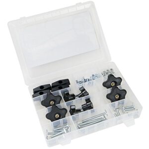 POWERTEC 71173 T Track Knob Kit, 1/4-20 Threaded Bolts and Washers, 46 Piece Set, T Track Bolts, T Track Accessories for Woodworking Jigs and Fixtures