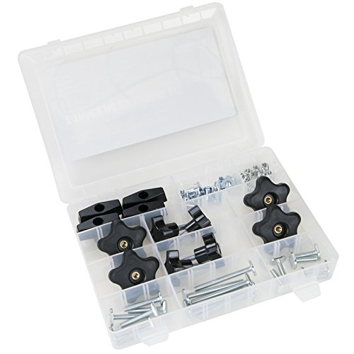 POWERTEC 71173 T Track Knob Kit, 1/4-20 Threaded Bolts and Washers, 46 Piece Set, T Track Bolts, T Track Accessories for Woodworking Jigs and Fixtures