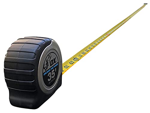 OX TOOLS Pro Stainless Steel 35-Foot Tape Measure with Magnetic Hook | Heavy Duty Case & Easily Visible Measure Marks