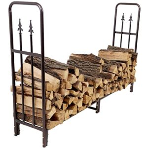 sunnydaze indoor/outdoor 6-foot decorative firewood log rack - powder-coated steel wood and kindling holder - bronze