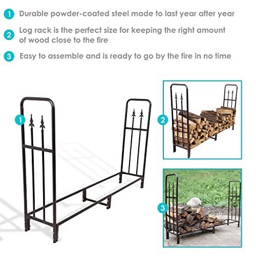 Sunnydaze Indoor/Outdoor 6-Foot Decorative Firewood Log Rack - Powder-Coated Steel Wood and Kindling Holder - Bronze