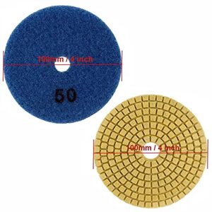 Luomorgo 4 inch Grit 50 Diamond Wet Dry Polishing Sanding Grinding Pads (10+1) pcs