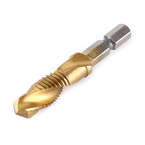 Hex Shank Drill Bits 6pcs Spiral Drill Bit HSS Combination Drill Tap Bit Hex Shank Countersink Tap Drill Bit Set Titanium Coated Countersink Bit 6pcs Combination Drill and Tap Set