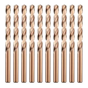 1/4" m35 cobalt hss jobber length twist drill bit with straight shank,heavy duty, pack of 10 pcs, drilling for cast iron, heat-treated steel, stainless steel and other hard materials