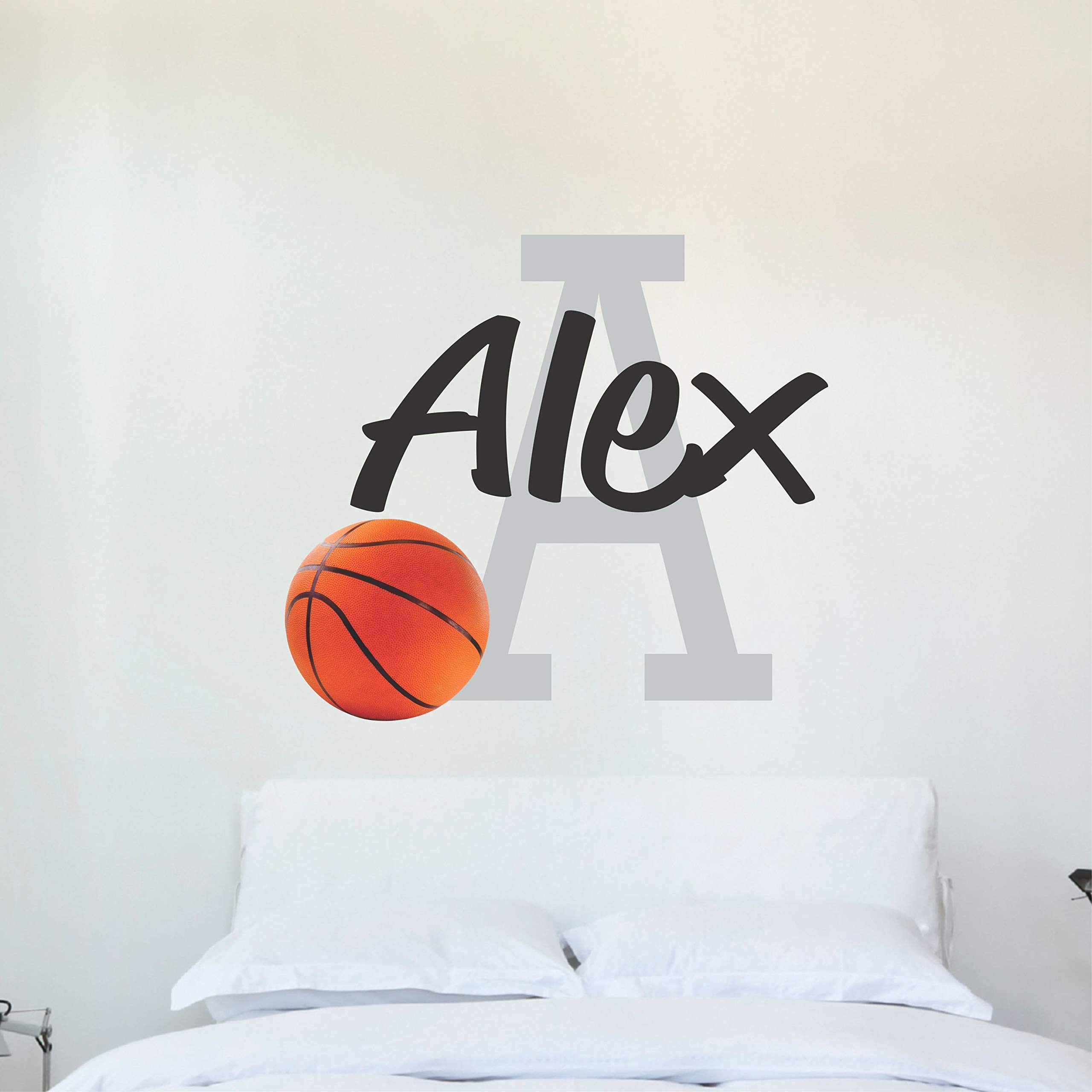 Custom Name Basketball Personalized Wall Decal - Boys Girls Personalized Name Basketball Sports Wall Sticker - Custom Name Sign - Custom Name Stencil Monogram - Wall Decor