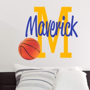 Custom Name Basketball Personalized Wall Decal - Boys Girls Personalized Name Basketball Sports Wall Sticker - Custom Name Sign - Custom Name Stencil Monogram - Wall Decor