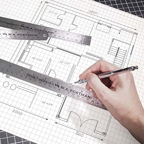 Breman Precision 3 Pack Metal Ruler Set - 1 6 Inch Ruler & 2 12 Inch Metal Rulers - Metal Straight Edge Ruler Set - Metal Ruler 12 Inch & 6 Inch - Inches & Millimeter Ruler - Precision Ruler Set