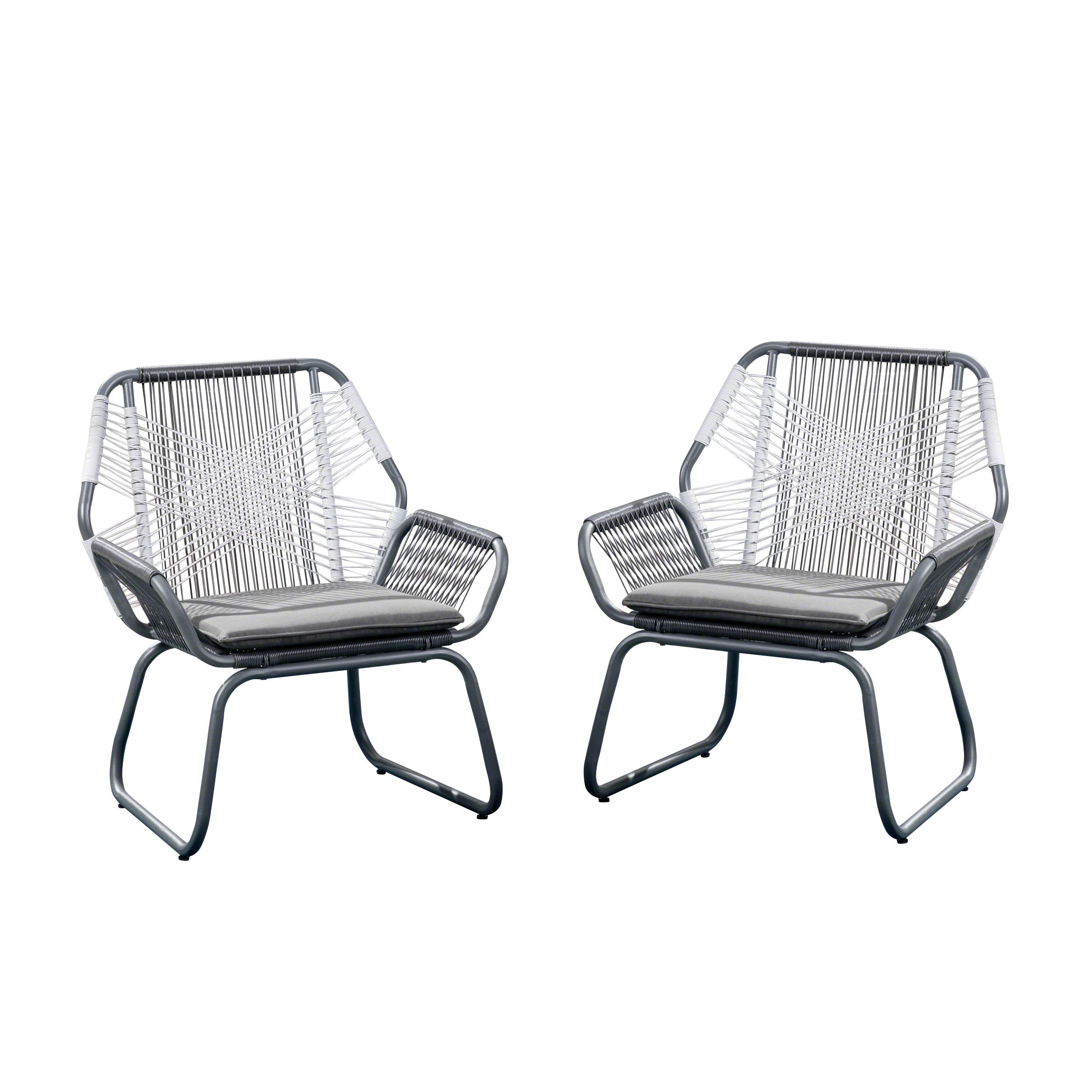 Christopher Knight Home Lydia Outdoor Wicker Club Chair (Set of 2), Gray/White/Gray