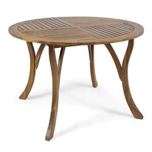 christopher knight home adn outdoor 47" round acacia wood dining table, teak