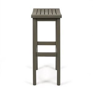 Christopher Knight Home Caribbean Outdoor 30" Acacia Wood Barstools, 2-Pcs Set, Grey Finish