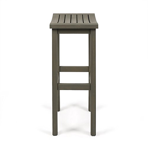 Christopher Knight Home Caribbean Outdoor 30" Acacia Wood Barstools, 2-Pcs Set, Grey Finish