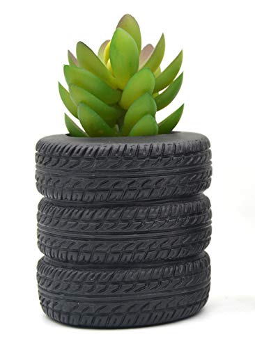 MONMOB Tire Shaped Planter Pencil Holder Pen Holder for Desk Home Office Accessories Organizer Succulent Cactus Planter Pot (Pack of 2)