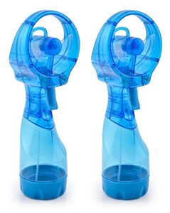 o2cool deluxe handheld battery powered water misting fan (light blue) 2 pack