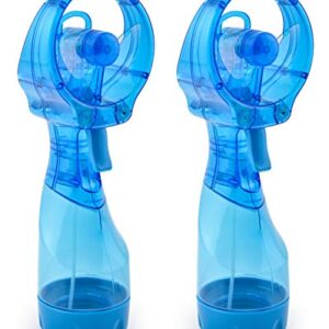 O2COOL Deluxe Handheld Battery Powered Water Misting Fan (Light Blue) 2 Pack