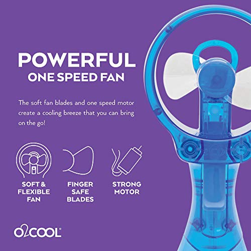 O2COOL Deluxe Handheld Battery Powered Water Misting Fan (Light Blue) 2 Pack