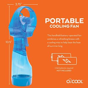 O2COOL Deluxe Handheld Battery Powered Water Misting Fan (Light Blue) 2 Pack