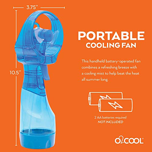 O2COOL Deluxe Handheld Battery Powered Water Misting Fan (Light Blue) 2 Pack