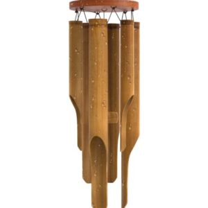 Nalulu Classic Bamboo Wind Chimes - Outdoor Wood Wooden Windchimes, Small Medium Large, Handcrafted with Calming Deep Tones, Ideal Home Decor or Gift for Any Occasion (Small)