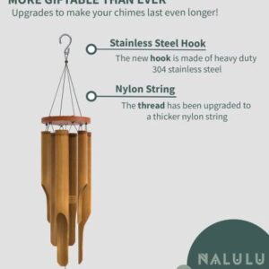 Nalulu Classic Bamboo Wind Chimes - Outdoor Wood Wooden Windchimes, Small Medium Large, Handcrafted with Calming Deep Tones, Ideal Home Decor or Gift for Any Occasion (Small)