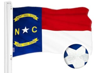 g128 north carolina state flag | 3x5 ft | toughweave series embroidered 300d polyester | embroidered design, indoor/outdoor, brass grommets
