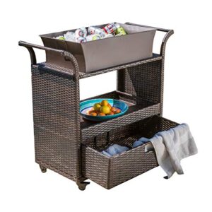 christopher knight home manka indoor wicker bar cart, multibrown, dimensions: 18.00”d x 40.75”w x 37.50”h