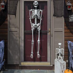 Life Size Skeleton Halloween Decoration Value 2 Pack -Adult (5' 2") & Child (2') Weather Resistant for Indoor/Outdoor - Upgrade Your Fall Graveyard Haunted House Party Props, School Classroom Decor