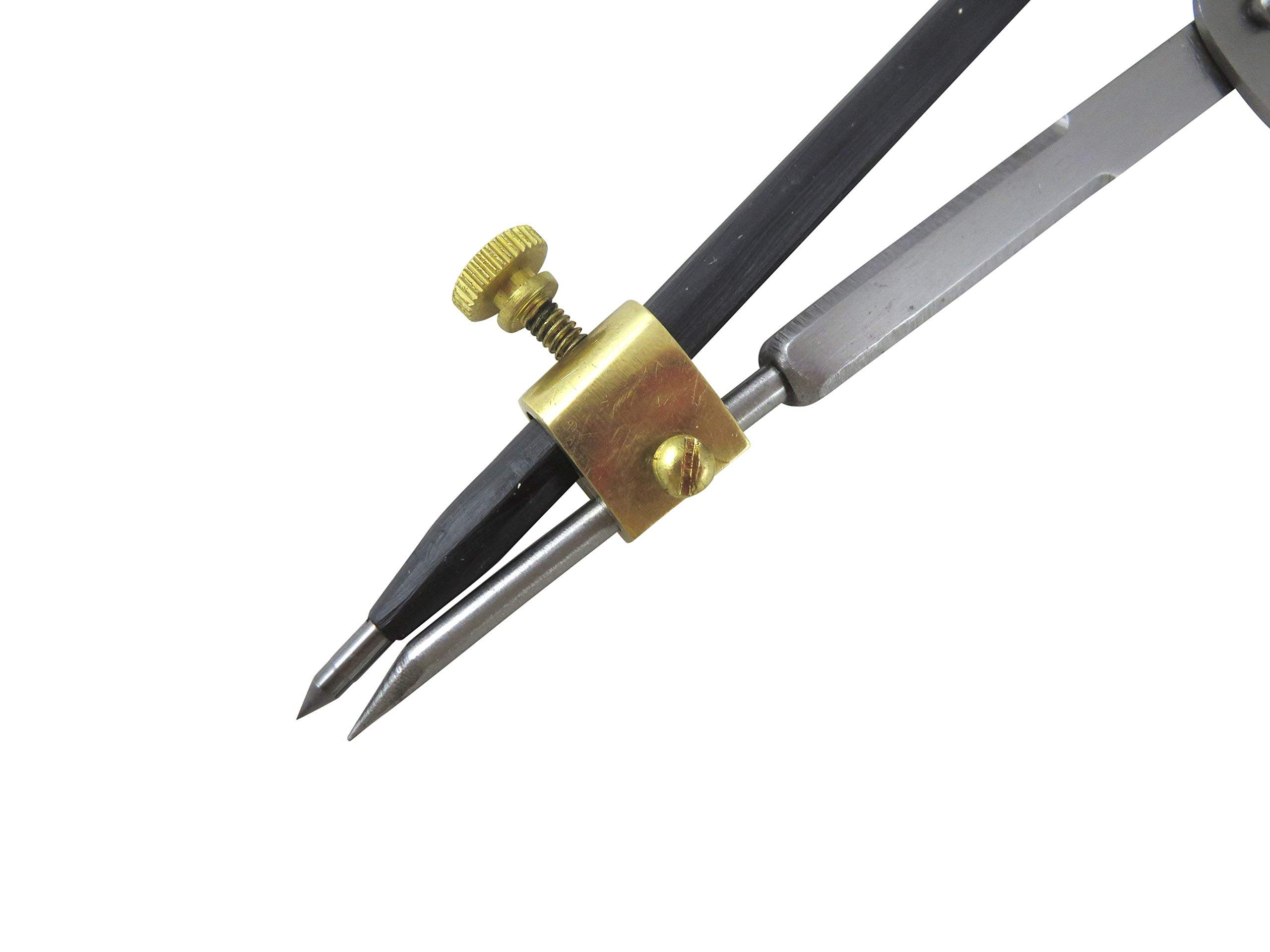 Taytools 469485 6” Firm Joint Dividers, Compass, Pencil Attachment, Carbide Scriber, Locking Mechanism, Hardened Points