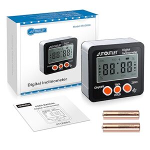 AUTOUTLET Digital Angle Finder Gauge Magnetic Angle Level Finder Digital Protractor Inclinometer Miter Angle Cube Level Box for Woodworking,Table Saw with Backlight 0-360° Rotation