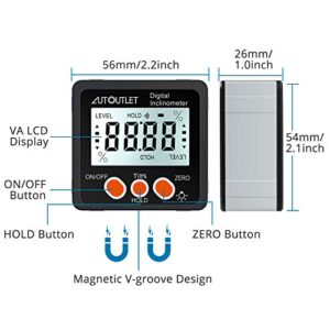 AUTOUTLET Digital Angle Finder Gauge Magnetic Angle Level Finder Digital Protractor Inclinometer Miter Angle Cube Level Box for Woodworking,Table Saw with Backlight 0-360° Rotation