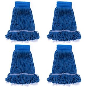 qipeng 4 pack 18" commercial mop heads wet saddle mop head refill, 24 oz heavy duty looped-end cotton/synthetic, large size, for home and industrial use, blue