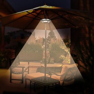 OYOCO Warm White Patio Umbrella Light 2 Brightness Modes Cordless 36 LED Lights at 220 lux- 3 x AA Battery Operated,Umbrella Pole Light for Patio Umbrellas,Camping Tents or Outdoor Use (Warm White)