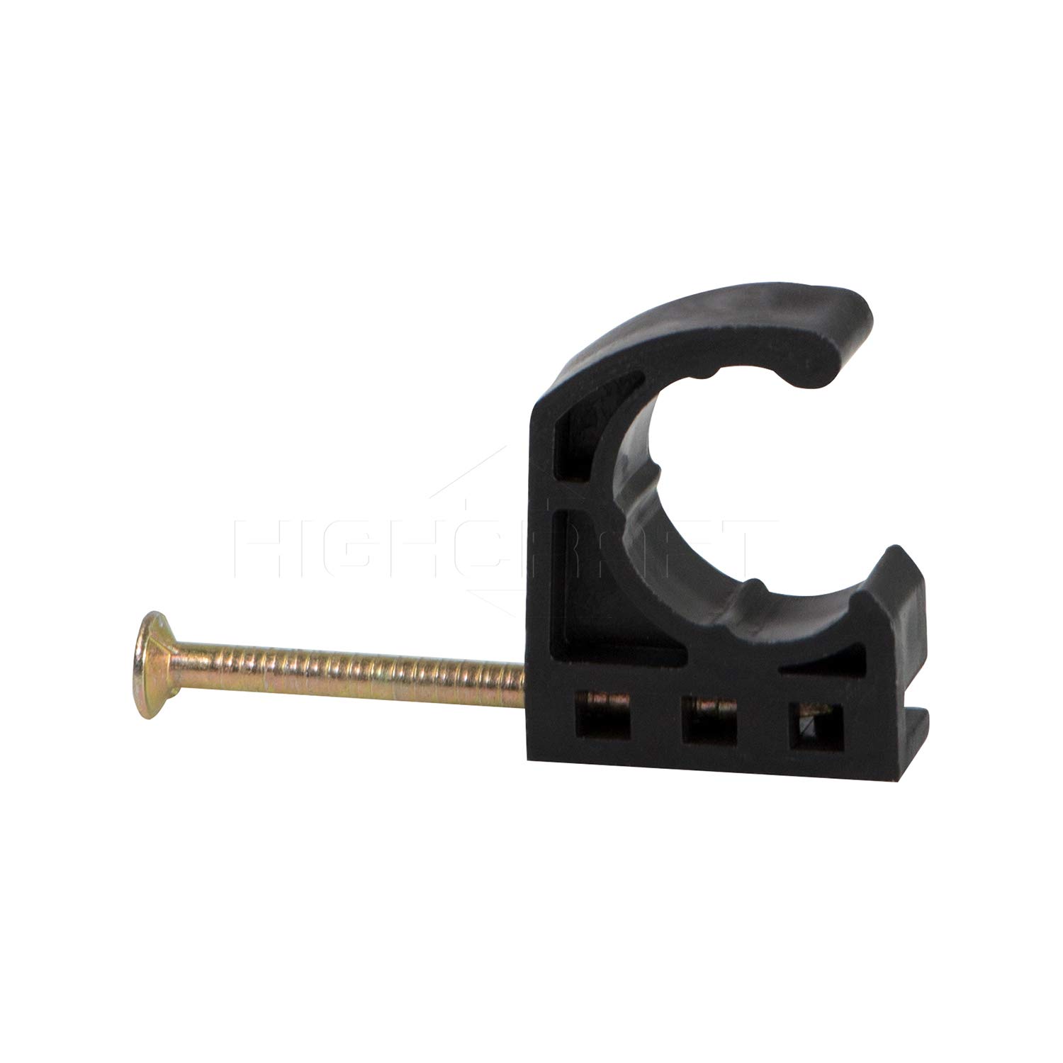 Highcraft ID234x50 Half Clamp J-Hook with Nail For Pex Tubing Pipe Support, 1/2 in, Black