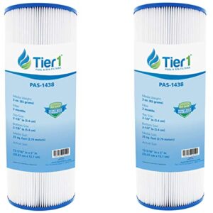 tier1 pool & spa filter cartridge 2-pk | replacement for dynamic 17-2327, pleatco prb25-in, 817-2500, r173429, unicel c-4326, and more | 30 sq ft pleated fabric filter media