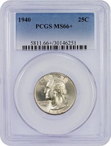1940 p washington quarter quarter ms66+ pcgs