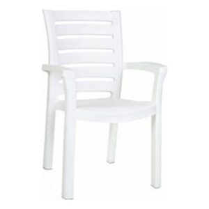 atlin designs resin patio outdoor dining arm chair in white, commercial grade (set of 2)