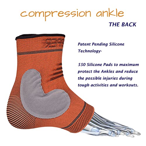 Thx4 Copper Infused Compression Ankle Brace, Silicone Ankle Sleeve Support, Pain Relief from Plantar Fasciitis, Achilles Tendonitis - Reduce Foot Swelling & Prevent Ankle Injuries - (Single)