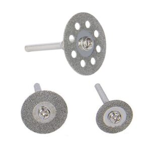 Hamineler 30 Pcs Diamond Cutting Wheel (25mm/20mm/16mm Each 10), Diamond Coated Cutting Wheel and 6pcs 3mm Mandrel for Rotary Tool