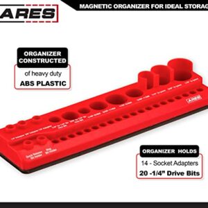 ARES 70751-34-Piece Socket Accessory Set - Includes Adapters, Universal Joints, Bit Holders, and Bits - Magnetic Organizer for Ideal Accessory Storage