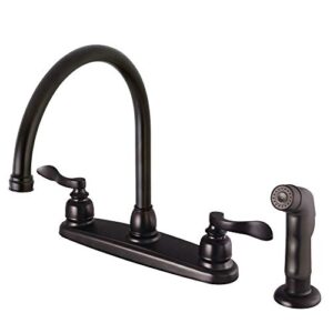 kingston brass fb795nflsp nuwave french 8-inch centerset kitchen faucet with sprayer, 8-3/4 inch in spout reach, oil rubbed bronze