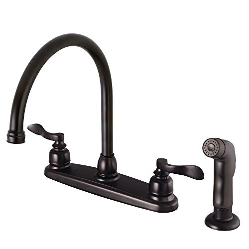 Kingston Brass FB795NFLSP NuWave French 8-Inch Centerset Kitchen Faucet with Sprayer, 8-3/4 Inch in Spout Reach, Oil Rubbed Bronze