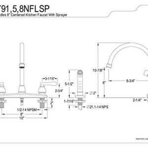 Kingston Brass FB795NFLSP NuWave French 8-Inch Centerset Kitchen Faucet with Sprayer, 8-3/4 Inch in Spout Reach, Oil Rubbed Bronze