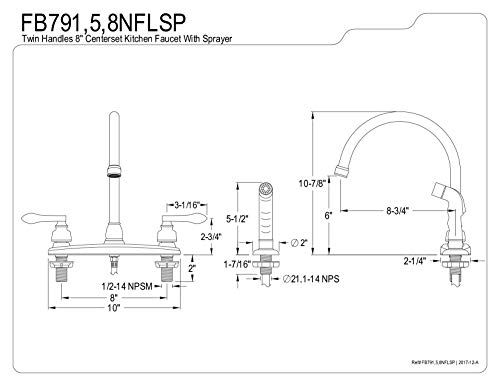 Kingston Brass FB795NFLSP NuWave French 8-Inch Centerset Kitchen Faucet with Sprayer, 8-3/4 Inch in Spout Reach, Oil Rubbed Bronze