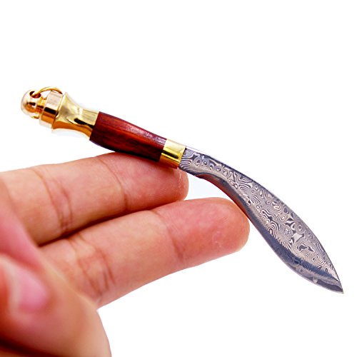 Keychain Knife Miniature Damascus Steel Khukuri Art Knife Mini Knife