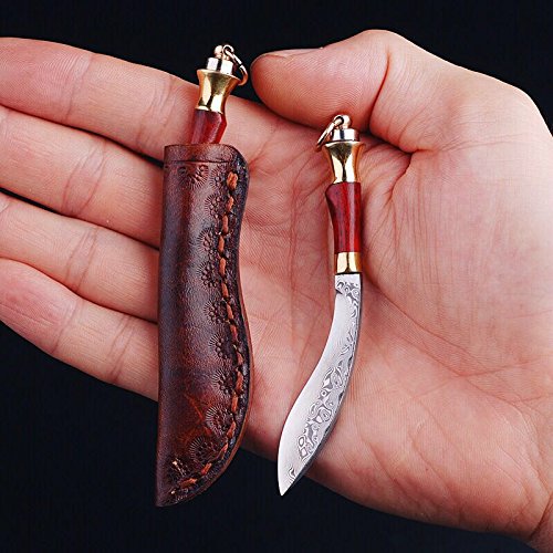 Keychain Knife Miniature Damascus Steel Khukuri Art Knife Mini Knife