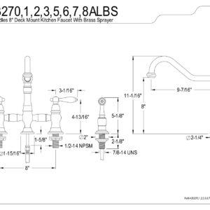 Kingston Brass KS3278ALBS Restoration Bridge Kitchen Faucet, 9-7/16 Inch in Spout Reach, Brushed Nickel